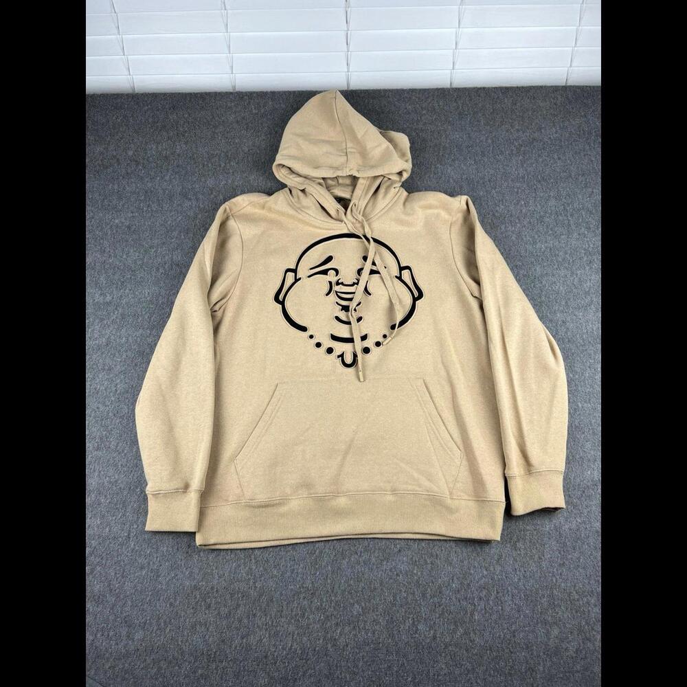 True Religion Beige Buddha Design‎ Hoodie Sz Large